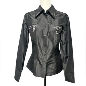 🆕 LUISA SPAGNOLI 100% Silk Long Sleeve Western Style Long Sleeve